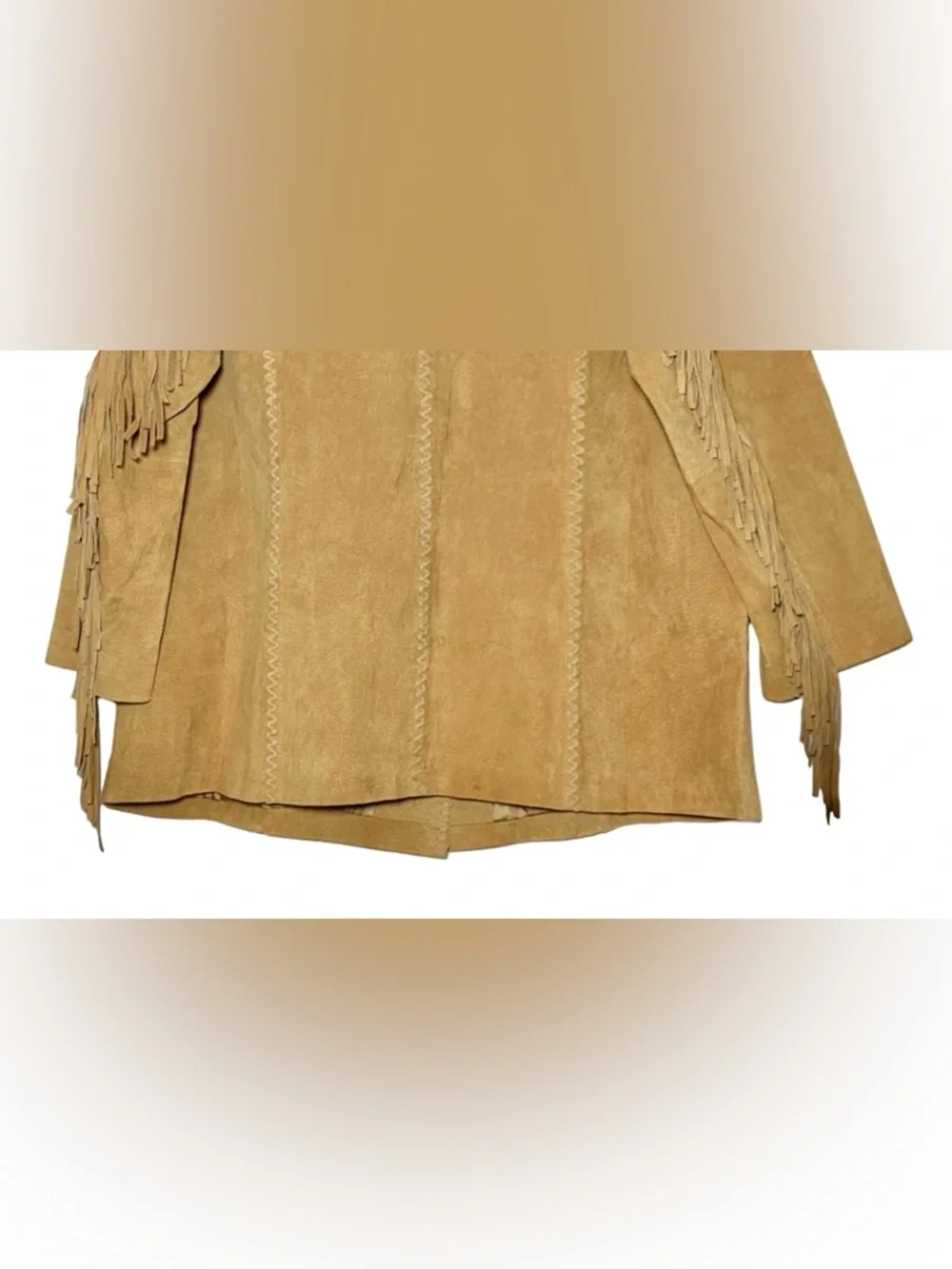 Via Accenti Fringe Suede Western Jacket in Tan with Turquoise & Beads, 22W - Picture 7 of 12